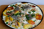 666. Треска, запеченная с яйцом и молоком