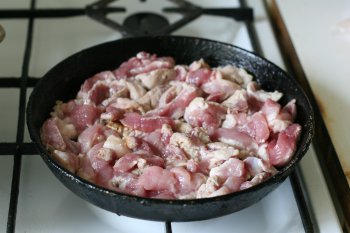 мясо посолить, обжарить на сковороде с жиром