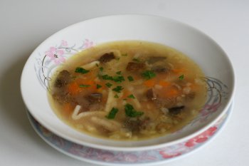 495. Суп с лапшой домашней и грибами