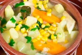 491. Суп картофельный с кукурузой молочной зрелости